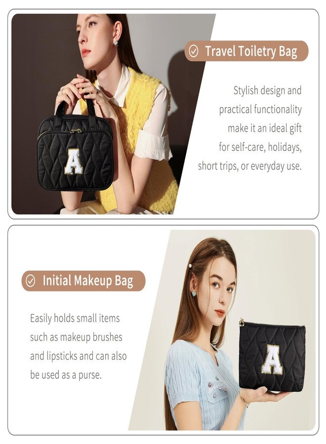 YOOLIFE Kids Toiletry Bag Initial Makeup Bag for Teen Girls - Birthday Gifts for 7 8 9 10 11 12 13 14 15 16 17 18 Year Old Girls, Teen Girl Gifts Trendy Stuff Black - H - Image 2